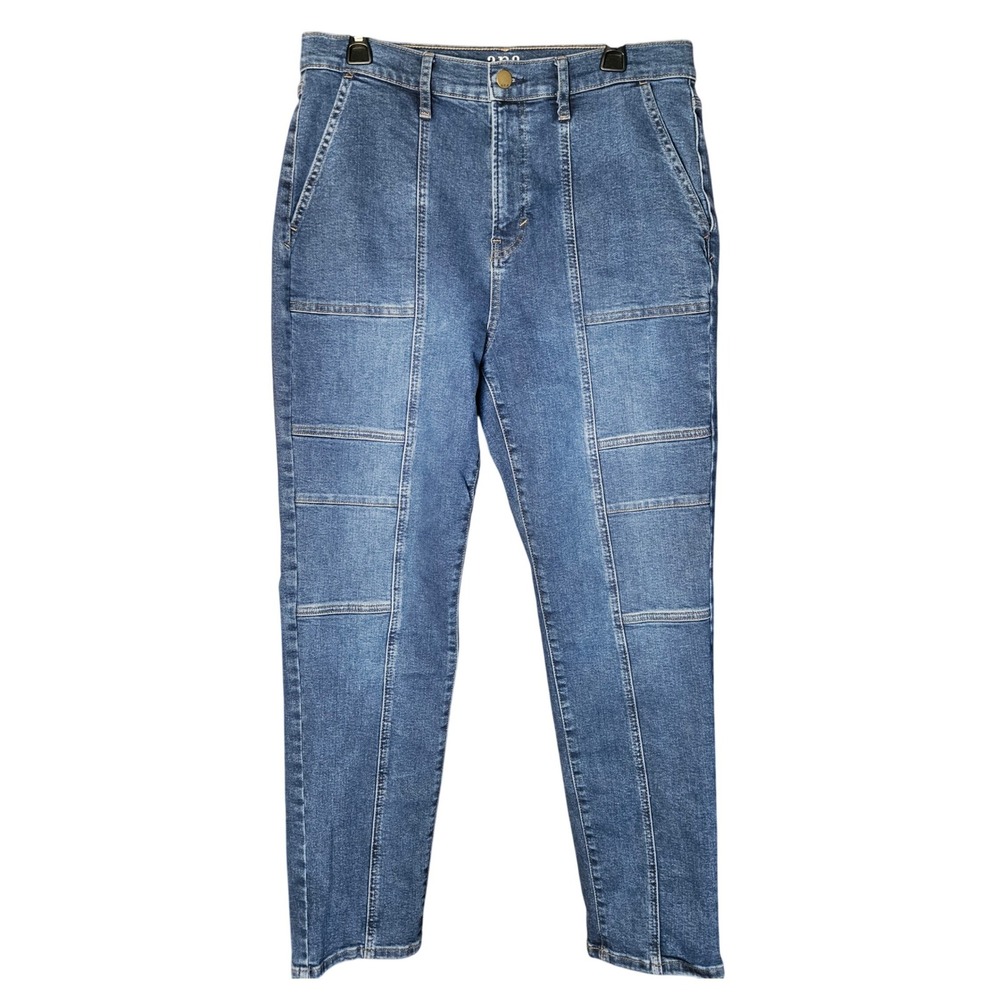 ANA A New Approach Womens High Rise Straight Leg Jeans Blue Seam Detail Size 14